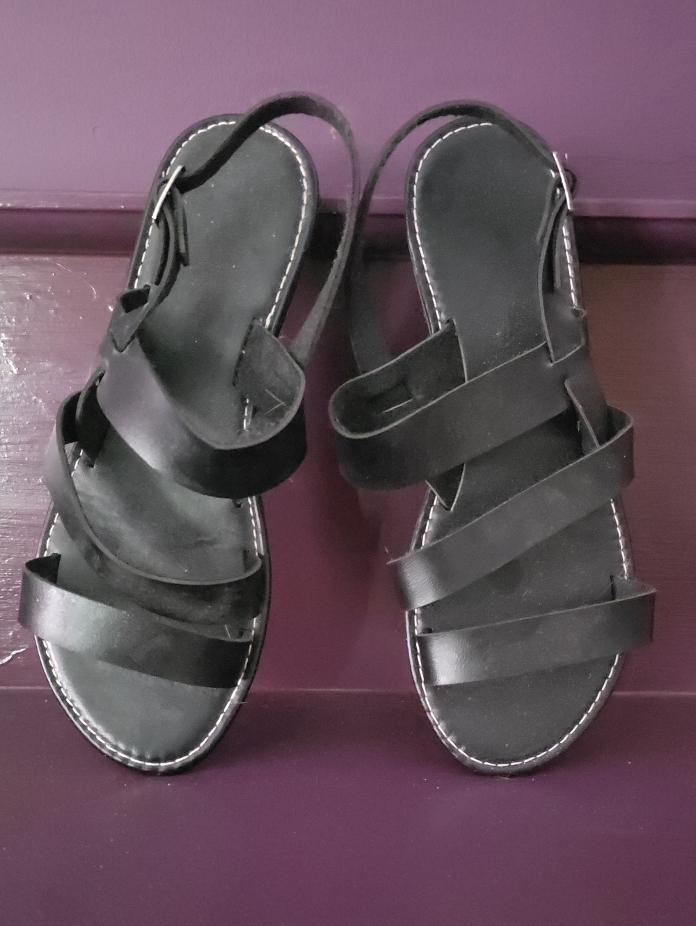Black Multi-Strap Slingback Sandals for Women